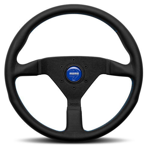 MOMO Montecarlo Black Leather With Blue Stitching 350mm Steering Wheel