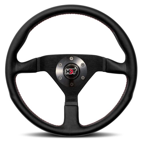 MOMO Montecarlo Black Leather & Red Stitching 350mm Steering Wheel HDT