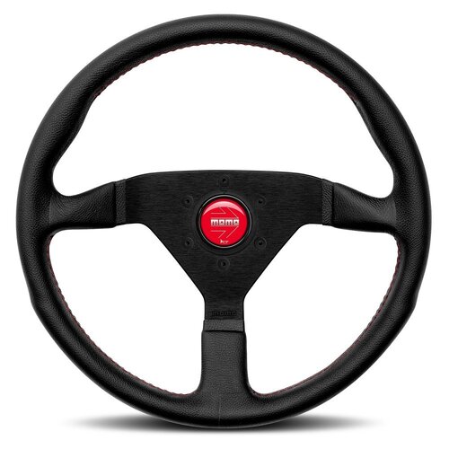 MOMO Montecarlo Black Leather With Red Stitching 350mm Steering Wheel