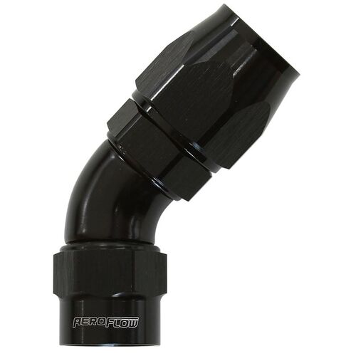 Aeroflow -6AN 45deg Hose End - Kryptalon® Series Lightweight One Piece Swivel