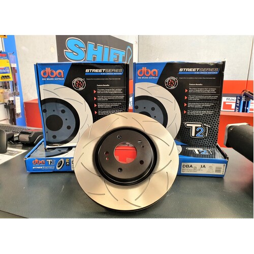 DBA T2 Street Slotted Front Rotors - Suits Honda Integra DC2 Type R - 5 Stud