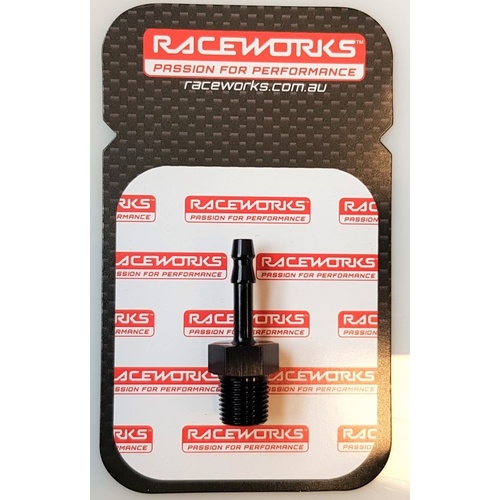 Raceworks Male NPT 1/8 To 4mm Barb, RWF-421-02-M4BK