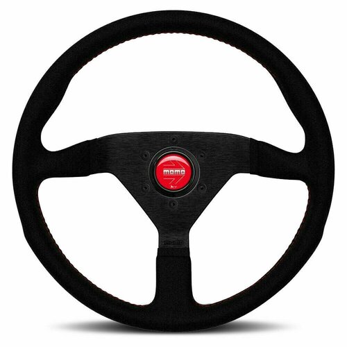 MOMO Montecarlo Black Alcantara With Red Stitching 350mm Steering Wheel